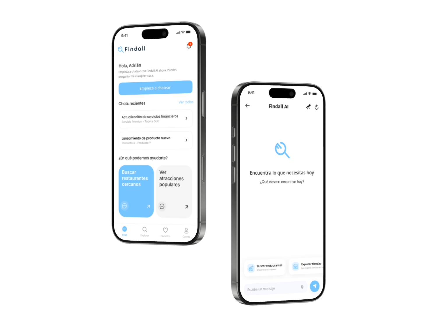 Mockup de la app Findall